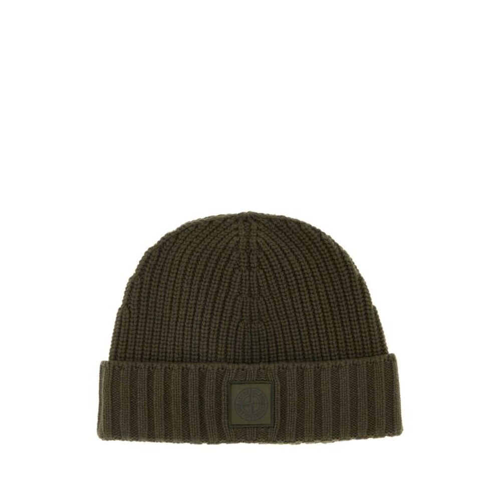 Stone Island Men Army Green Cashmere Beanie Hat